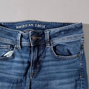 American Eagle Flare Jeans Women 4 Short Blue Medium Wash Stretch Denim